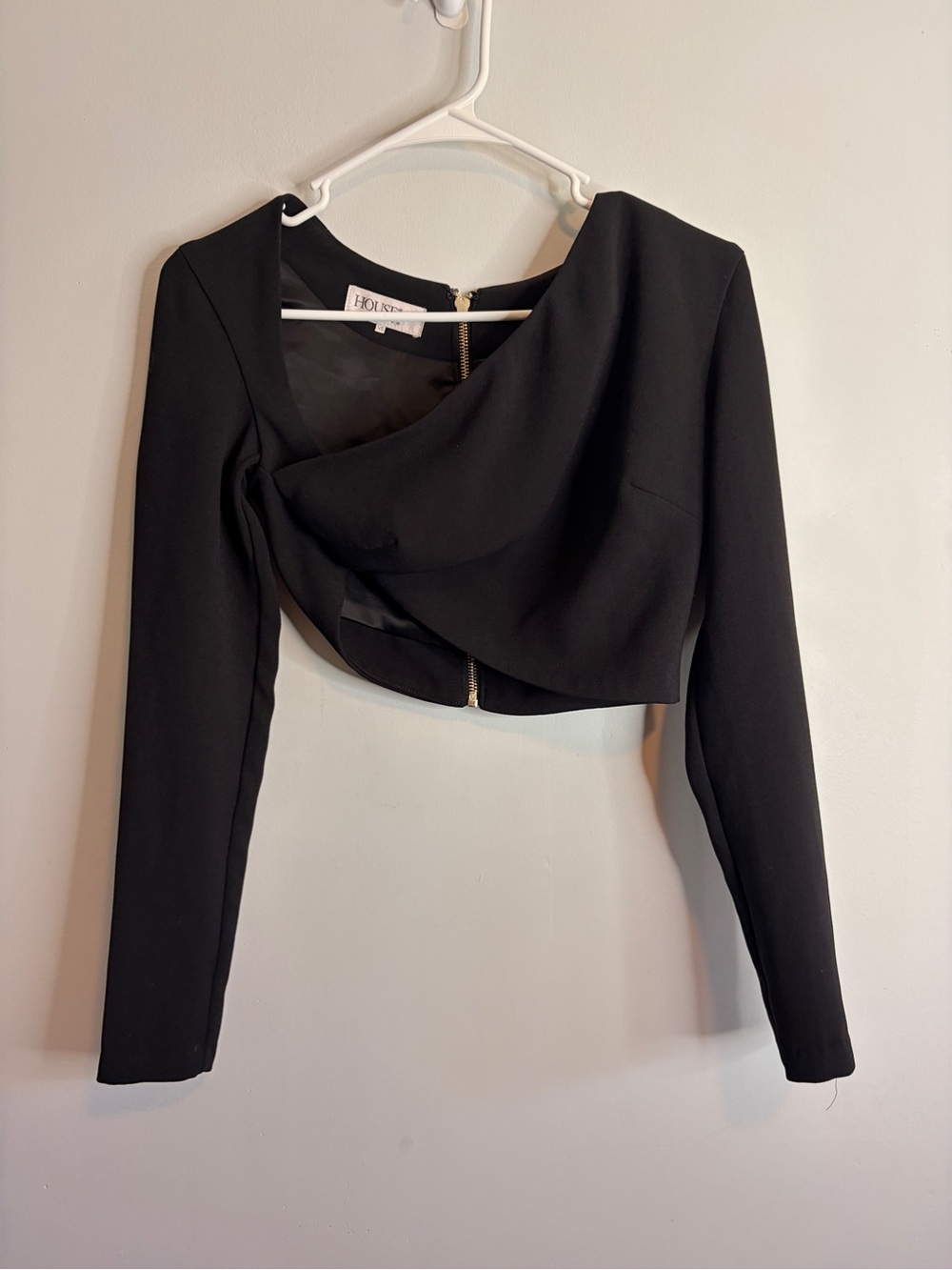 House of CB London Formal Black asymmetrical Crop Top Long Sleeve XS